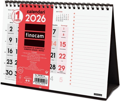 [781380026] CALENDARIO SOBRET.N.GRANS+NOTES S 2026CAT+