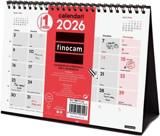 [780110026] CALENDARIO SOBRETAULA ESCR. S 2026 CAT+