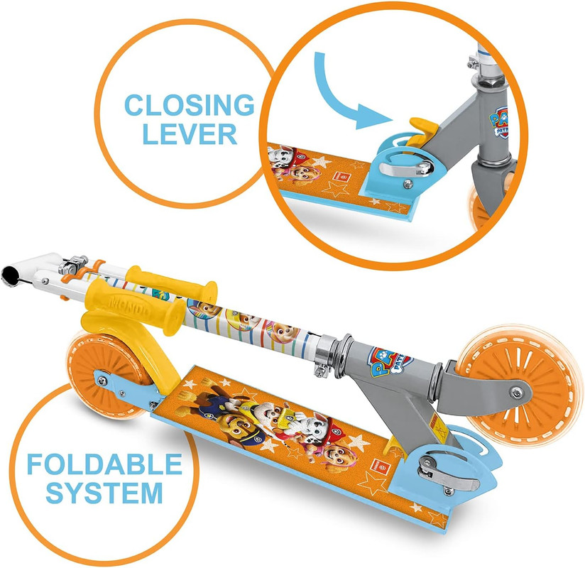 Mondo Toys - Alu Scooter PAW PATROL - Patinete infantil de aluminio de 2 ruedas - Manillar regulable - 28685
