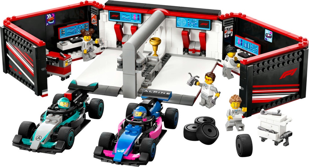 Garaje de F1® con Coches Mercedes-AMG y Alpine LEGO 60444
