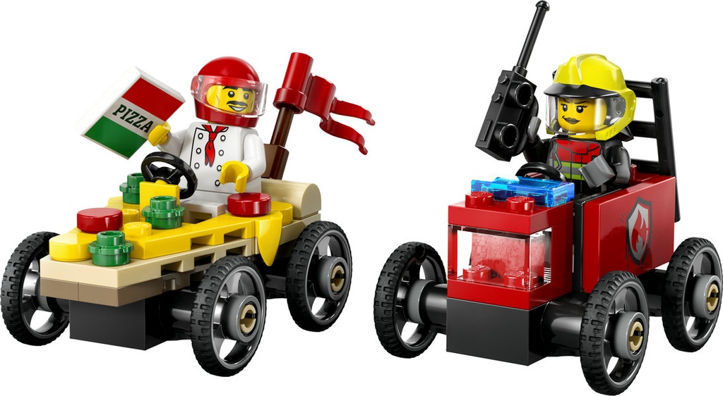Pack de Coches de Carreras: Pizza vs. Camión de Bomberos LEGO 60458
