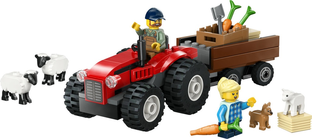 Tractor Rojo con Remolque y Oveja LEGO 60461