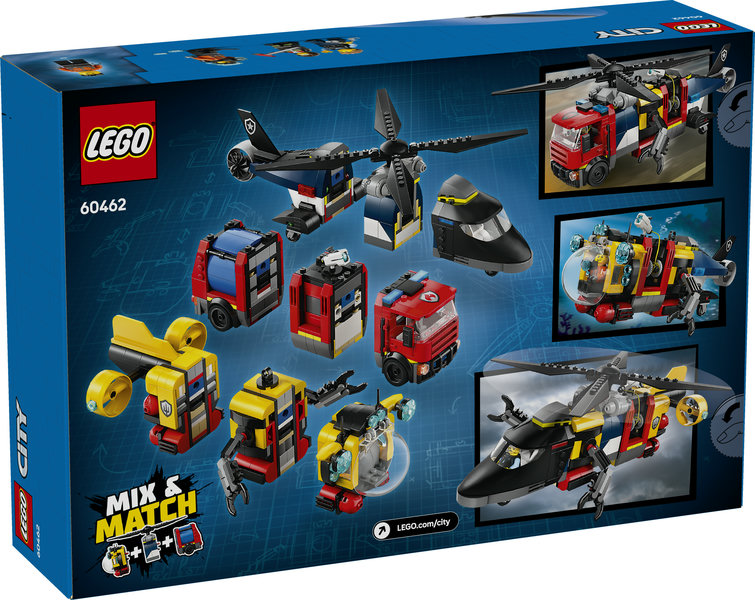 Remix: Helicóptero, Camión de Bomberos y Submarino LEGO 60462
