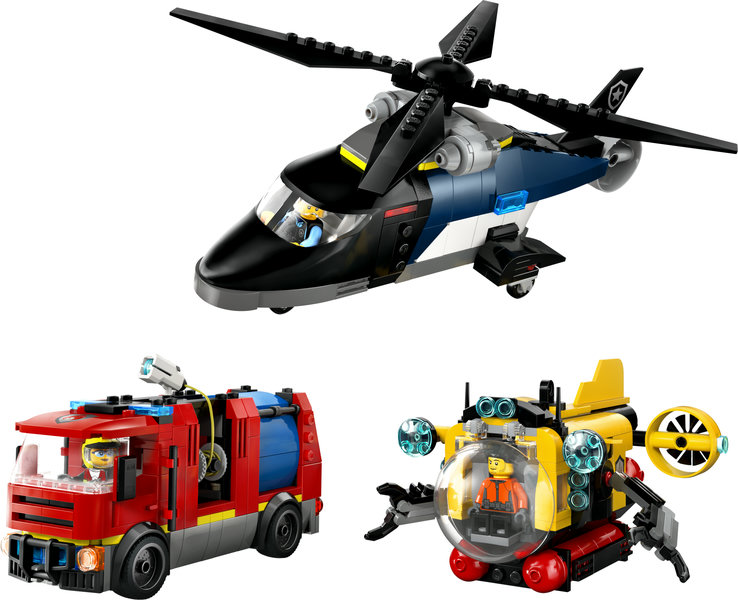 Remix: Helicóptero, Camión de Bomberos y Submarino LEGO 60462