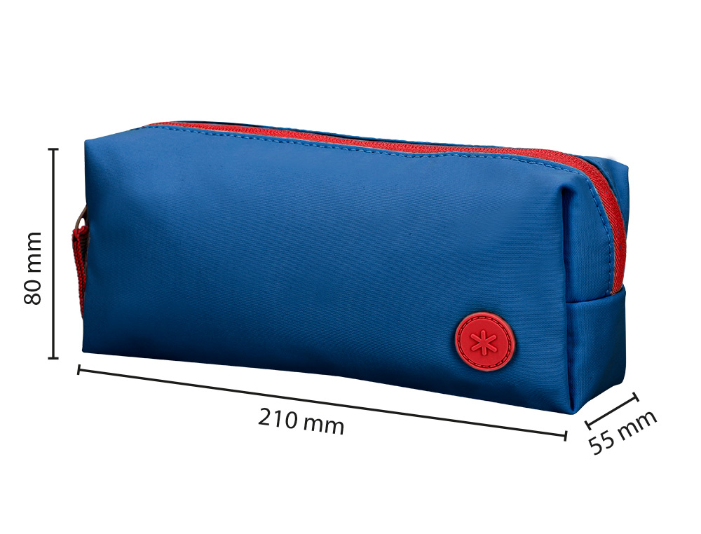 Estuche portatodo antartik basic pack 1 compartimento azul marino compañero mochila 80x55x210 mm.