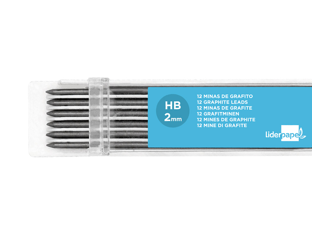 Minas liderpapel grafito 2 mm estuche de 12 minas longitud 120 mm.