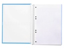 Cuaderno espiral liderpapel a5 micro crafty tapa forrada 120h 90 gr cuadro 5mm 5 bandas6 taladros color celeste.