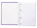 Cuaderno espiral liderpapel a5 micro crafty tapa forrada 120h 90 gr cuadro 5mm 5 bandas6 taladros color violeta