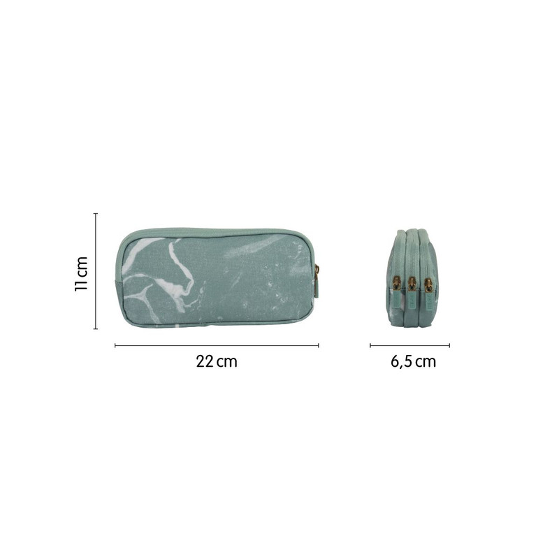Estuche portatodo 3 cremalleras serie Lava, verde milan 081135LVGR