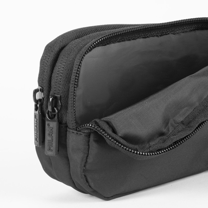 Estuche portatodo 3 cremalleras serie Shadow, negro milan 081135DW