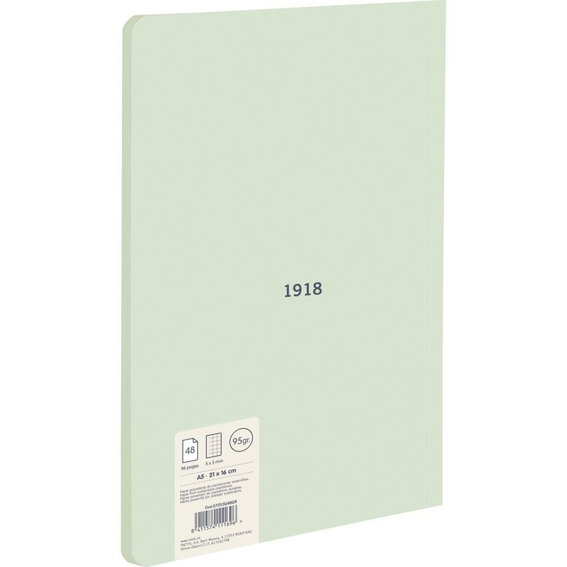 LIBRETA A5 VERDE 48HOJ. QUADRICULA