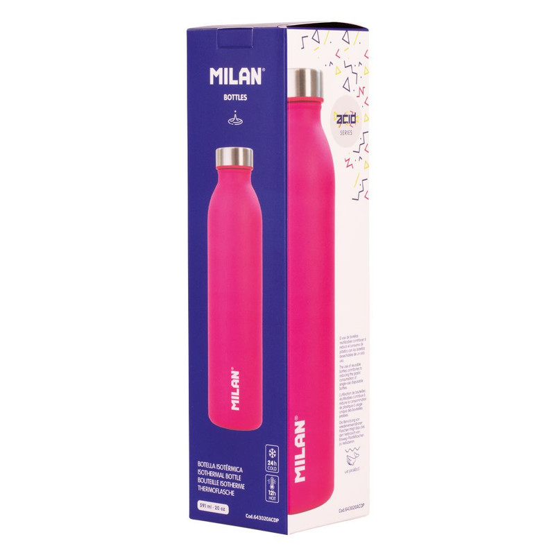 Botella isotérmica de acero inoxidable 0,59 L serie Acid, rosa
