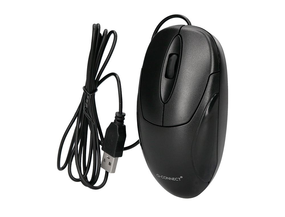 RATON Q-CONNECT OPTICO 800 DPI USB 1,5 GHZ NEGRO CON CABLE