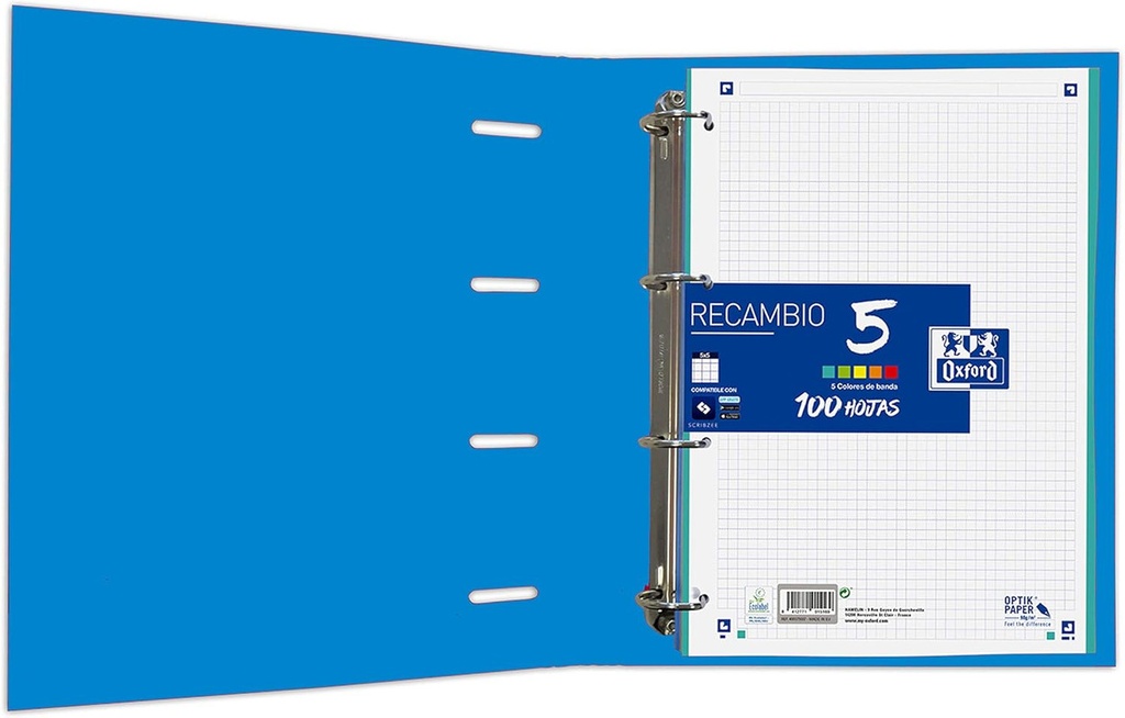 CARPEBLOC OXFORD 4AN 100H A4 5X5 TURQUESA