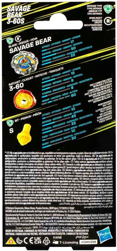BEYBLADE X SAVAGE BEAR 3-60S G0286 HASBRO G0286