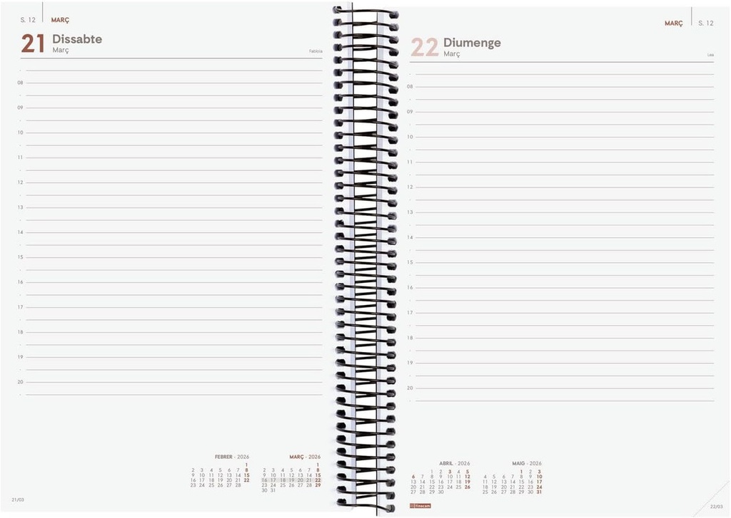 AGENDA FINOCAM OPAQUE E11 1DP 2026 NEGRE CAT+ 742886026