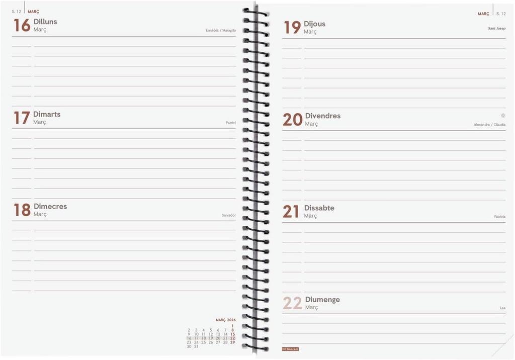 AGENDA FINOCAM YEAR E10 SVH 2026 NEGRE CAT+ 741506026