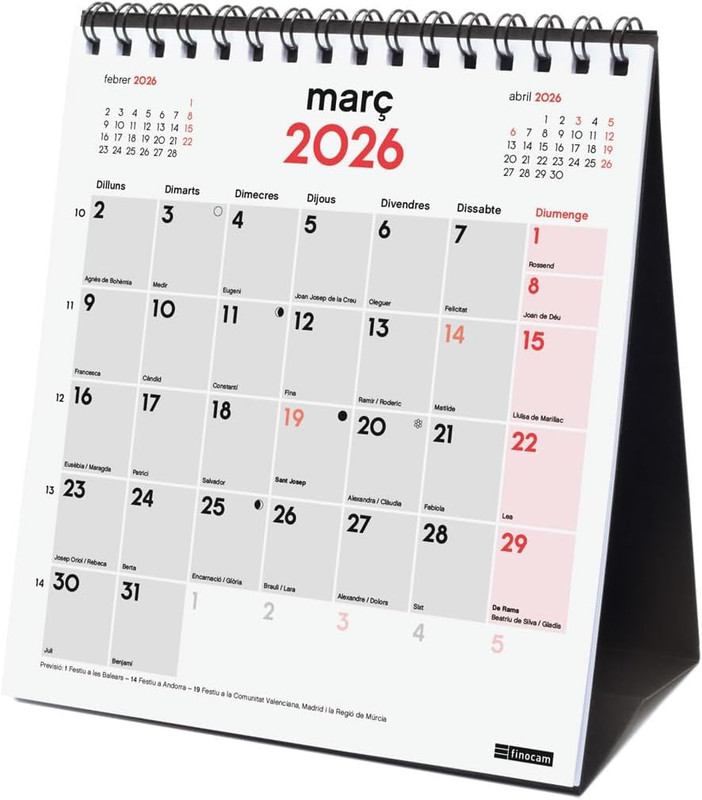 CALENDARIO SOBRETAULA ESCR.XS 2026 CAT+