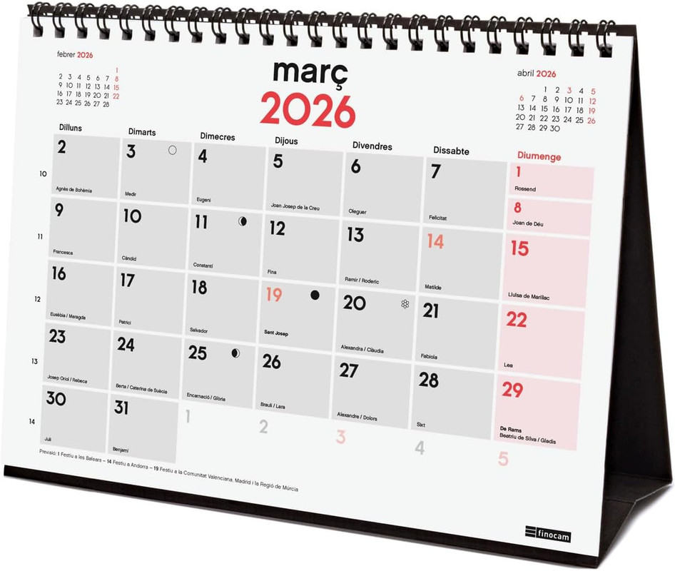 CALENDARIO SOBRETAULA ESCR. S 2026 CAT+