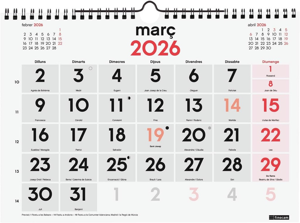 CALENDARIO PARET N.GRANS M 2026 CAT+