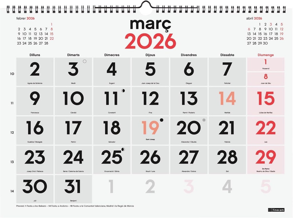 CALENDARIO PARET N.GRANS L 2026 CAT+