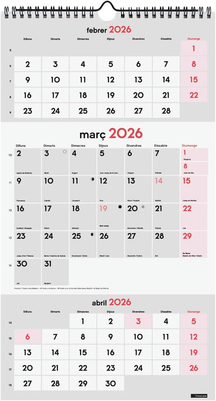 CALENDARIO PARET ESC.3M.VISTA 2026CAT+