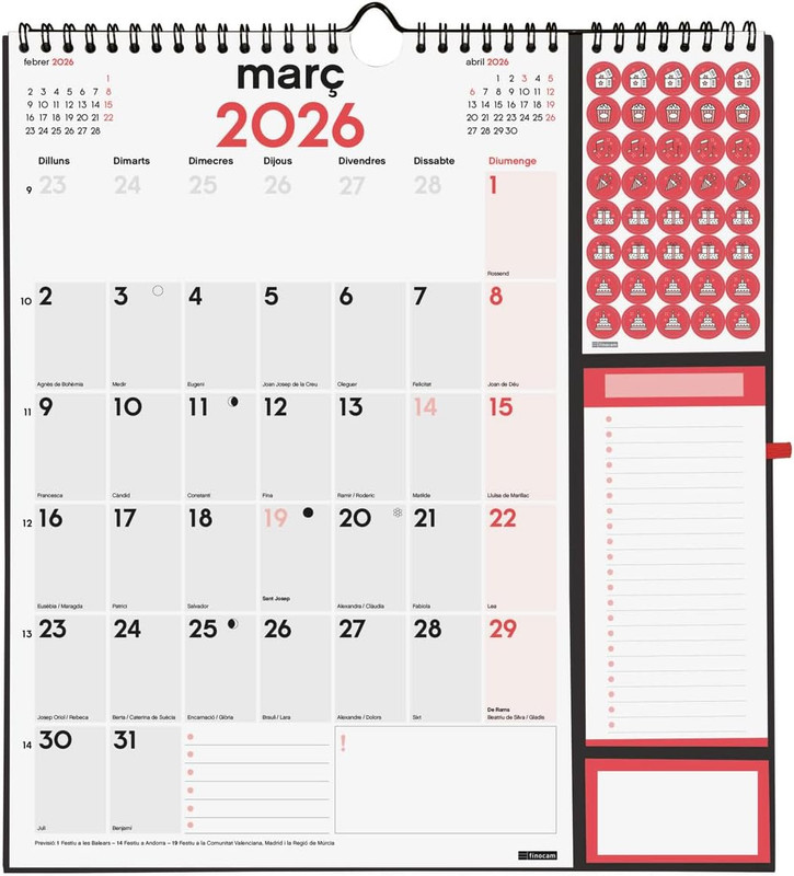 CALENDARIO PARET ESCRIURE PLUS 2026 CAT+