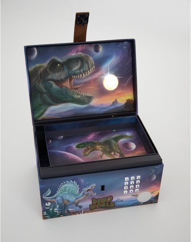 Dino World cofre del tesoro con código y sonido, TOPMODEL 13441