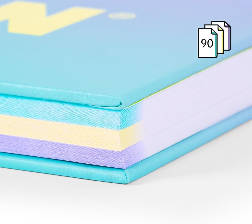 Cuaderno A4 con espiral y tapa dura, papel cuadriculado, 90 hojas de 95gr/m², colección Sunset MILAN