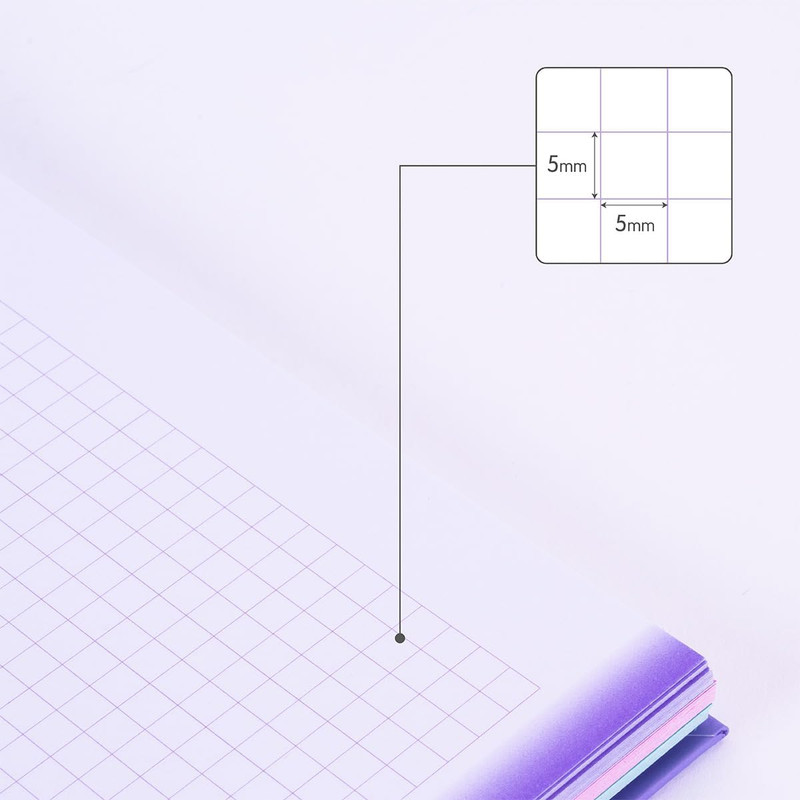 Cuaderno A4 con espiral y tapa dura, papel cuadriculado, 90 hojas de 95gr/m², colección Sunset MILAN