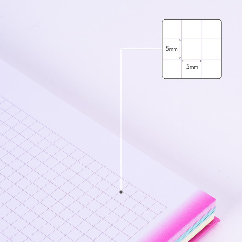 Cuaderno A4 con espiral y tapa dura, papel cuadriculado, 90 hojas de 95gr/m², colección Sunset