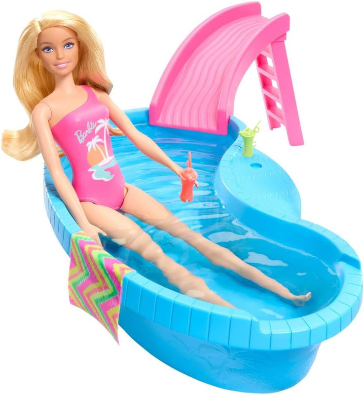 MUÑECA BARBIE RUBIA CON PISCINA HRJ74 MATTEL