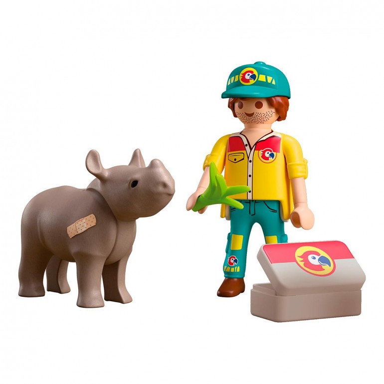 Duo Pack Cuidador con rinoceronte PLAYMOBIL 72025