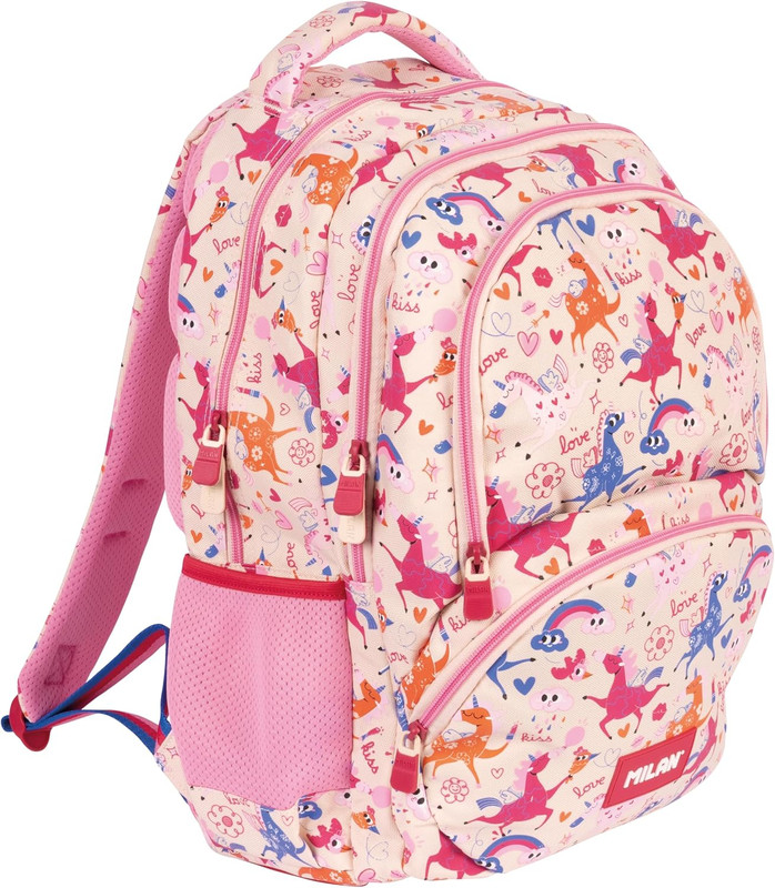 Mochila escolar 4 cremalleras (25 L) serie especial Flowicorn