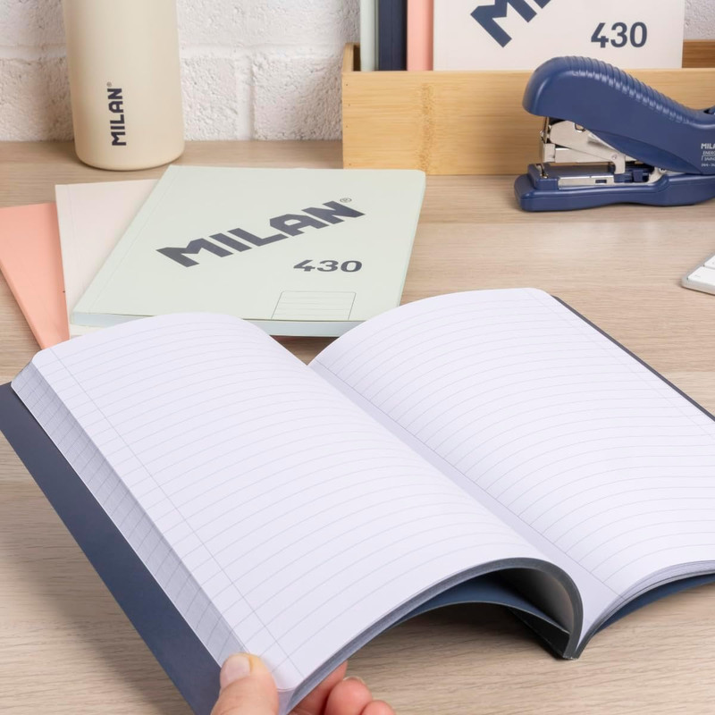 libretas A5 encoladas, papel a líneas AZUL (7 mm), 48 hojas de 95 gr/m², colección 430 since 1918