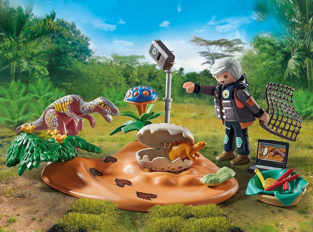 Nido de estegosaurio con ladrón de huevos PLAYMOBIL 71526