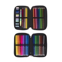 Plumier 2 pisos con contenido Sunset, verde