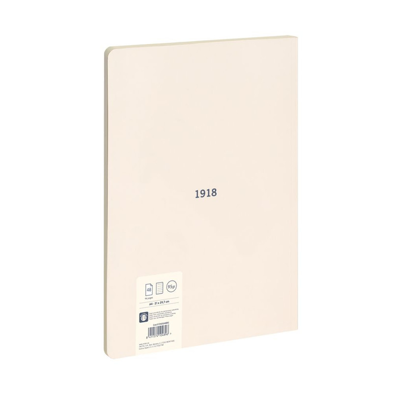 Libreta encolada, papel pautado, 48 hojas A4, serie 1918, azul