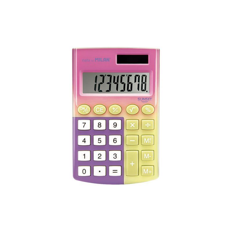 Blíster calculadora 8 dígitos pocket Sunset lila - rosa
 MILAN 151008SNPRBL