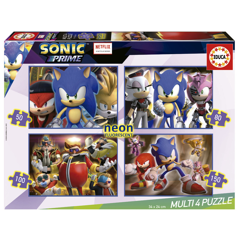 PUZZLE MULTI 4 SONIC PRIME NEON FSC  EDUCA 19631  EDUCA 19631