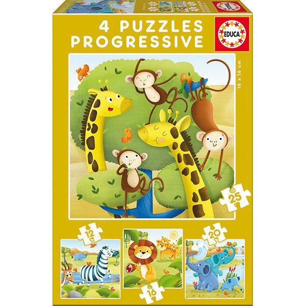 PUZZLE PROGRESIVOS 12-16-20-25 ANIMALES SALVAJES EDUCA 17147