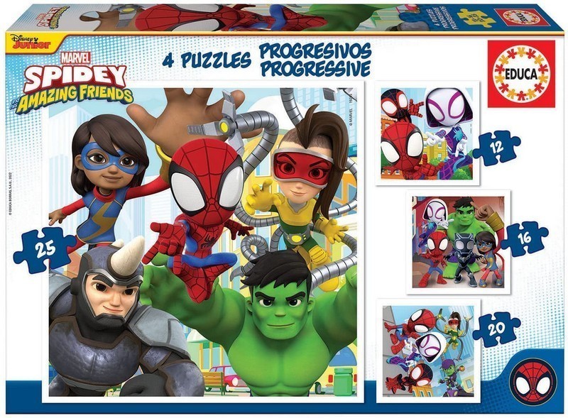 PUZZLE PROGRESIVOS SPIDEY & HIS AMAZING FRIENDS 12-16-20-25 EDUCA 19295