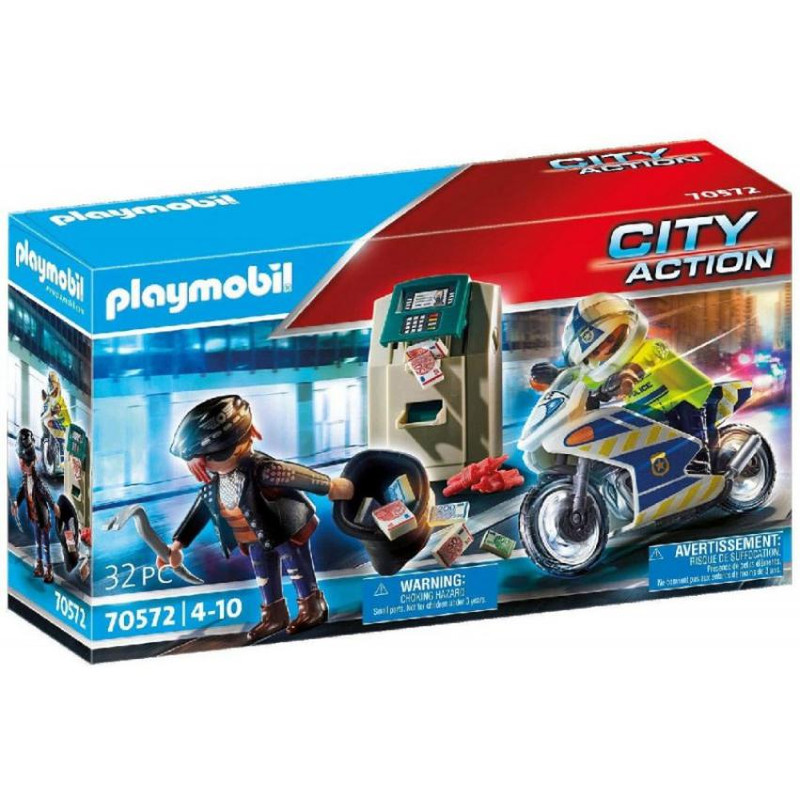 Moto de Policía: persecución del ladrón de dinero PLAYMOBIL  70572