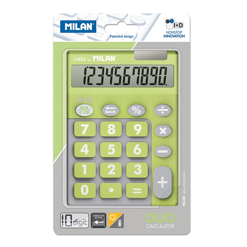 Blíster calculadora Duo verde 10 dígitos