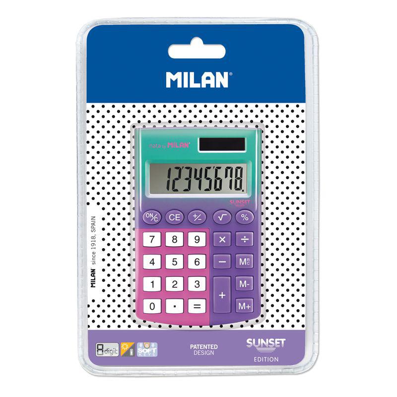 Blíster calculadora 8 dígitos pocket Sunset lila - rosa
 MILAN 151008SNPRBL
