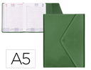 AGENDA ENCUADERNADA LIDERPAPEL PSARA A5 2025 DÍA PÁGINA COLOR VERDE PAPEL 70 GR