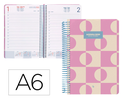 AGENDA ESPIRAL LIDERPAPEL CLASSIC A6 2025 DIA PAGINA COLOR ROSA PAPEL 70 GR