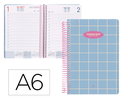AGENDA ESPIRAL LIDERPAPEL CLASSIC A6 2025 DIA PAGINA COLOR AZUL CLARO PAPEL 70 GR