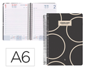 AGENDA ESPIRAL LIDERPAPEL CLASSIC A6 2025 DIA PAGINA COLOR BLANCO Y NEGRO 2 PAPEL 70 GR