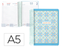 AGENDA ESPIRAL LIDERPAPEL PERISSA A5 2025 DÍA PÁGINA COLOR AZUL PAPEL 80 GR